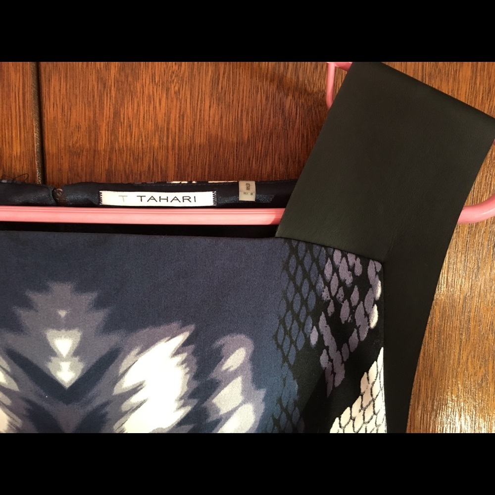 Tahari Leather and Snakeskin Sheath Dress